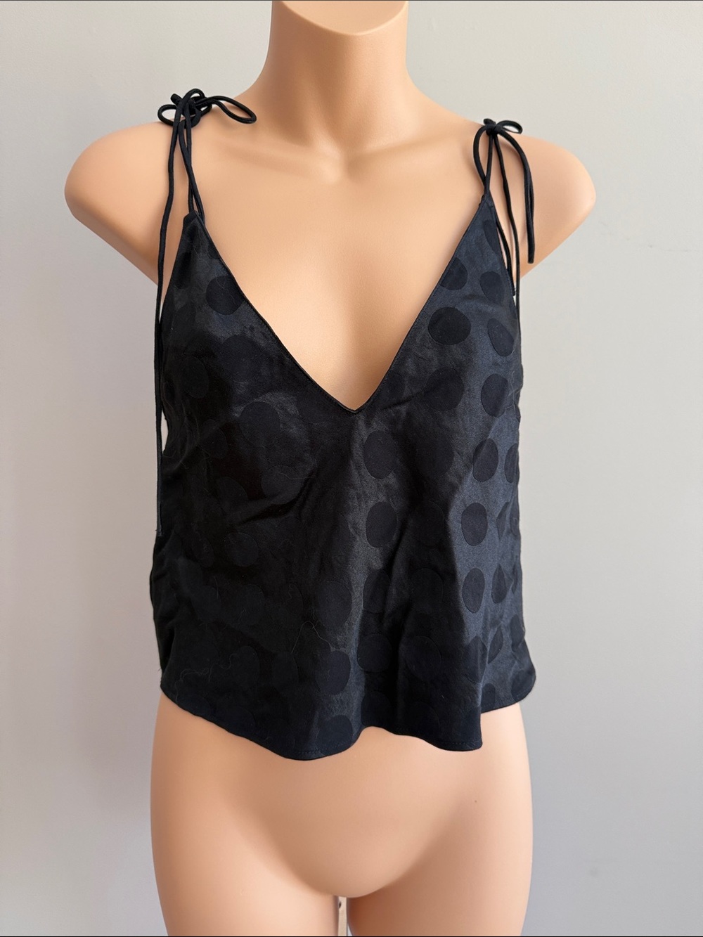 Victoria's Secret Black Polka Dot Tie-Strap Camisole BNWT Size XS